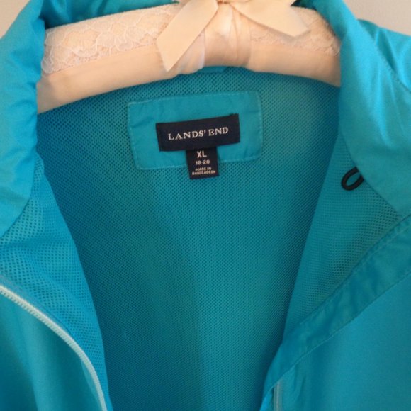 Lands End Windbreaker Jacket Lightweight Two Tone Full Front Zip - Picture 8 of 10